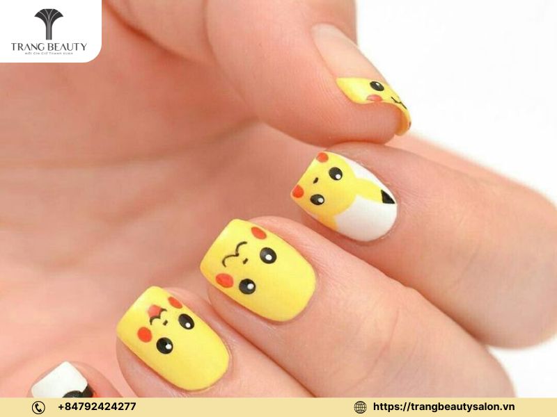 Mẫu nail phim hoạt hình Pikachu