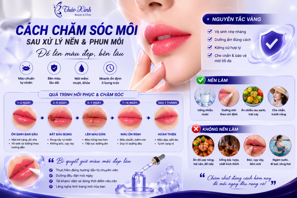 Cách Chăm Sóc Môi Sau Xử Lý Nền Và Phun Môi Để Lên Màu Đẹp, Bền Lâu 2